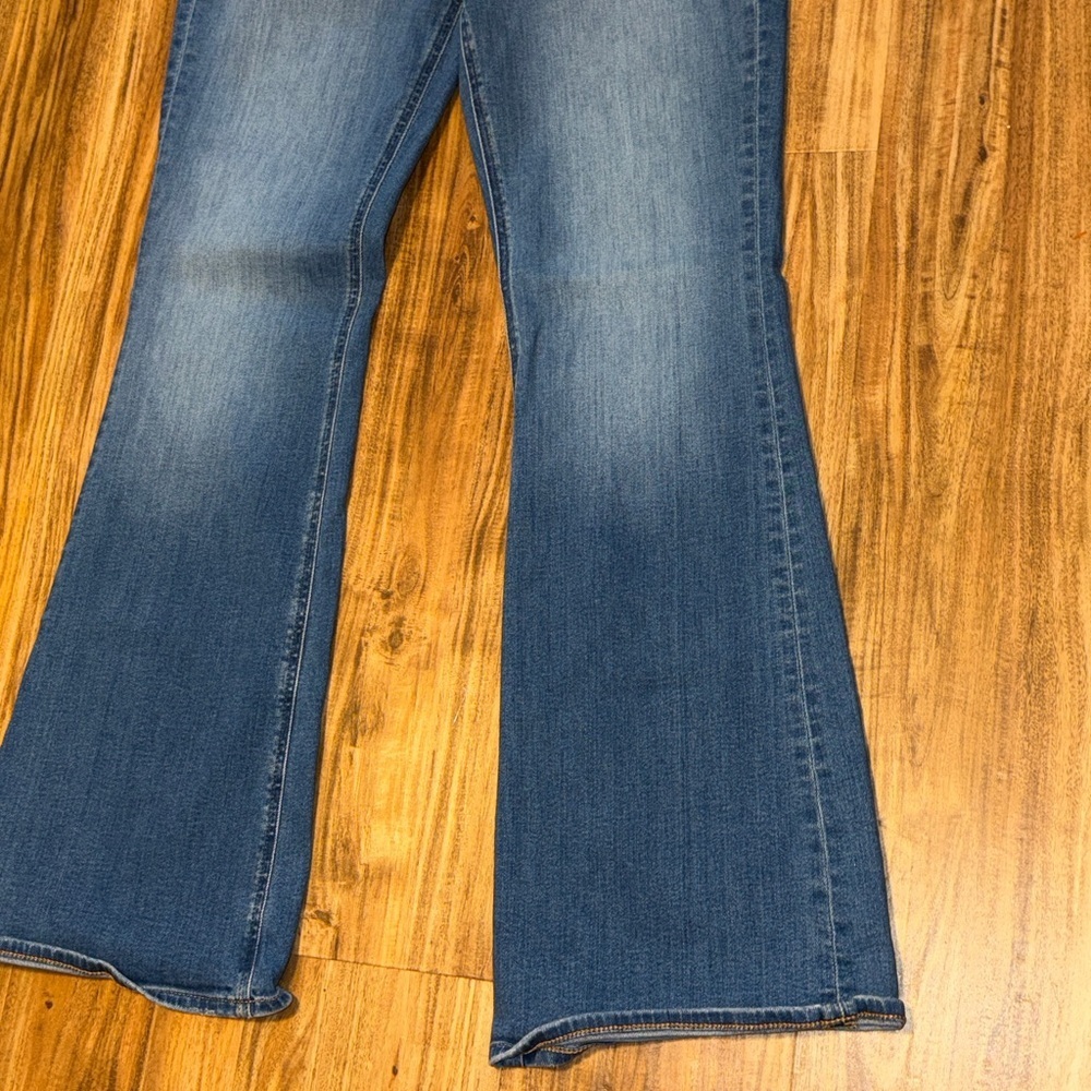 J Crew womens 30 10 skinny Flare Jeans Blue stretch mid high rise whisker - Picture 3 of 8